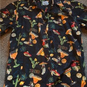 Sz L David Carey Original Tequila Men's Black Patterned  Party Shirt